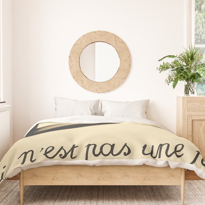 The Treachery of Images (This is not a pipe) by Rene Magritte Duvet Cover Gallery Image 3