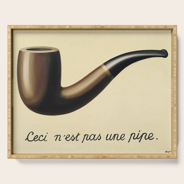 The Treachery of Images (This is not a pipe) by Rene Magritte Serving Tray Gallery Image 1
