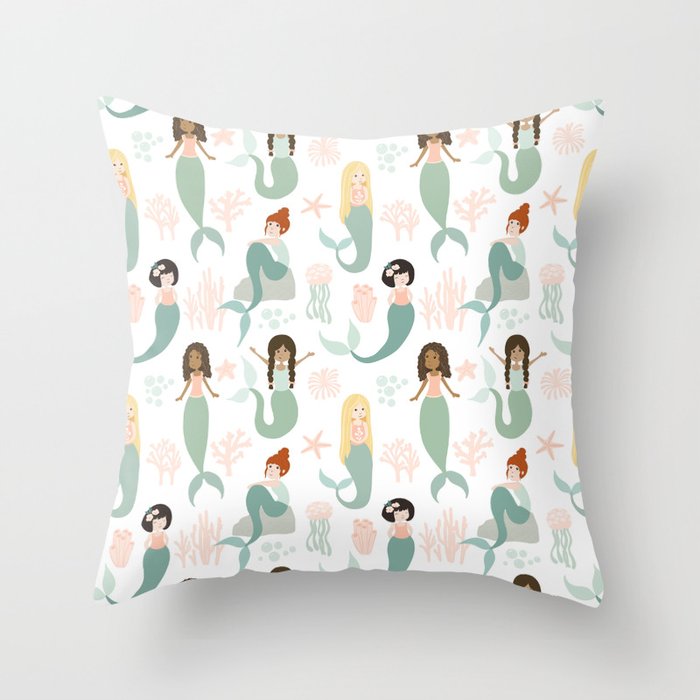 Mermaid Friends, Mermaid Art, Little Mermaids, Mermaid Decor, Nursery Throw Pillow Gallery Image 6