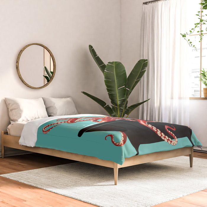 Giant Squid in Bathtub Comforter Gallery Image 2