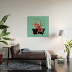 Giant Squid in Bathtub Wood Wall Art Gallery Image 2