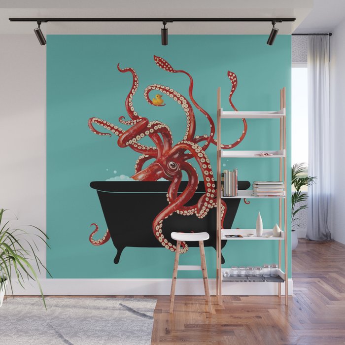 Giant Squid in Bathtub Wall Mural Gallery Image 1