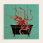 Giant Squid in Bathtub Wood Wall Art Gallery Image 1