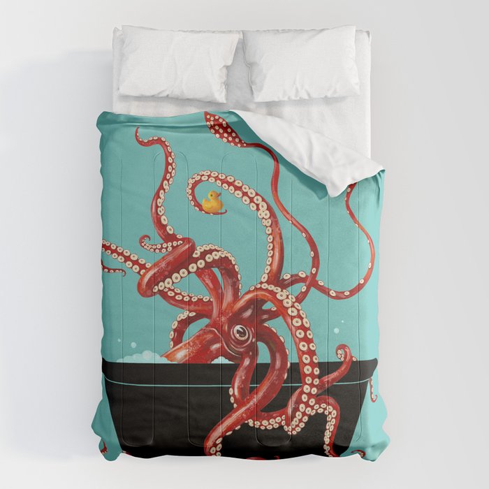 Giant Squid in Bathtub Comforter Gallery Image 6