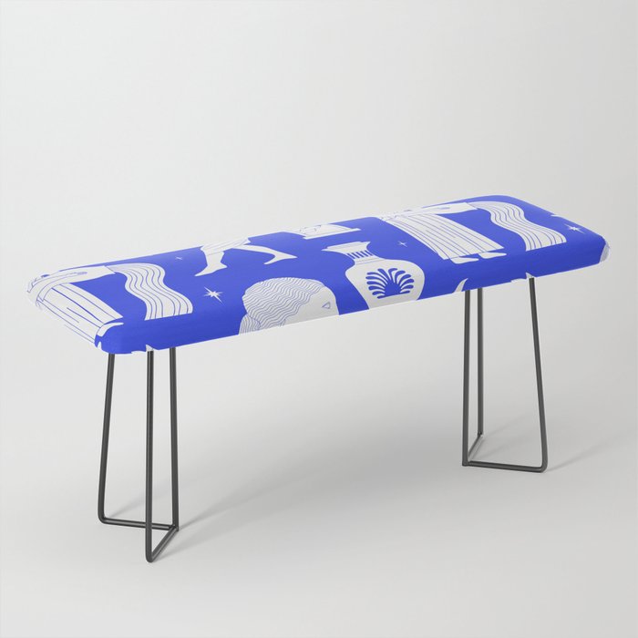 Blue greek statue and classic vintage monument pattern Bench Gallery Image 1