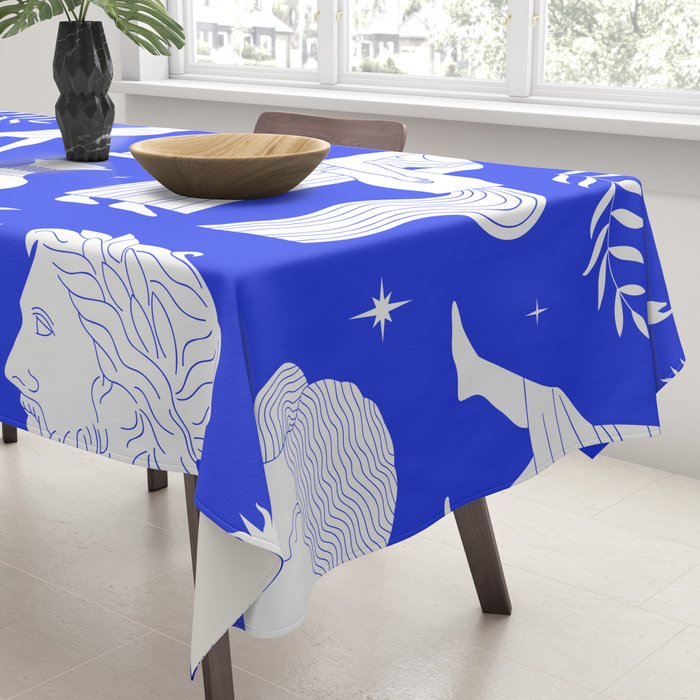 Blue greek statue and classic vintage monument pattern Tablecloth Gallery Image 3