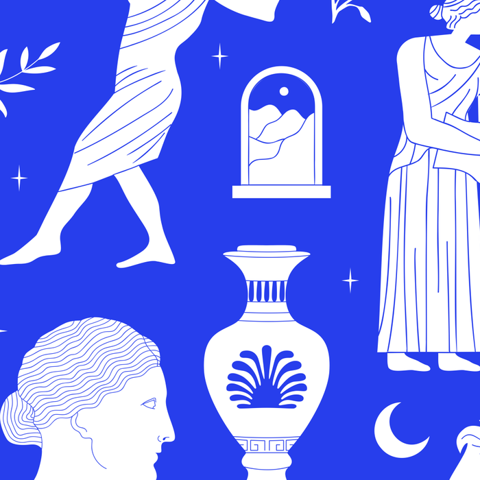 Blue greek statue and classic vintage monument pattern Coffee Mug Gallery Image 2