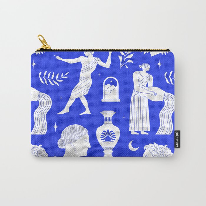 Blue greek statue and classic vintage monument pattern Carry All Pouch Gallery Image 1