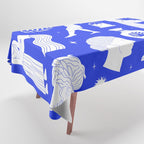 Blue greek statue and classic vintage monument pattern Tablecloth Gallery Image 1