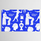 Blue greek statue and classic vintage monument pattern Tablecloth Gallery Image 2