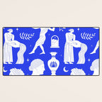 Blue greek statue and classic vintage monument pattern Desk Mat Gallery Image 3