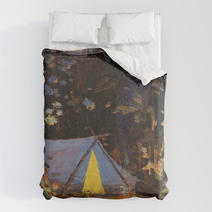 Tom Thomson Campfire 1916 Canadian Landscape Artist Duvet Cover Gallery Image 1