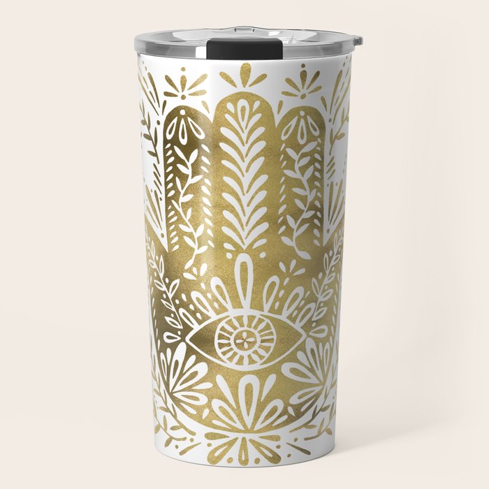 Hamsa Hand - Gold Palette Travel Mug Gallery Image 1