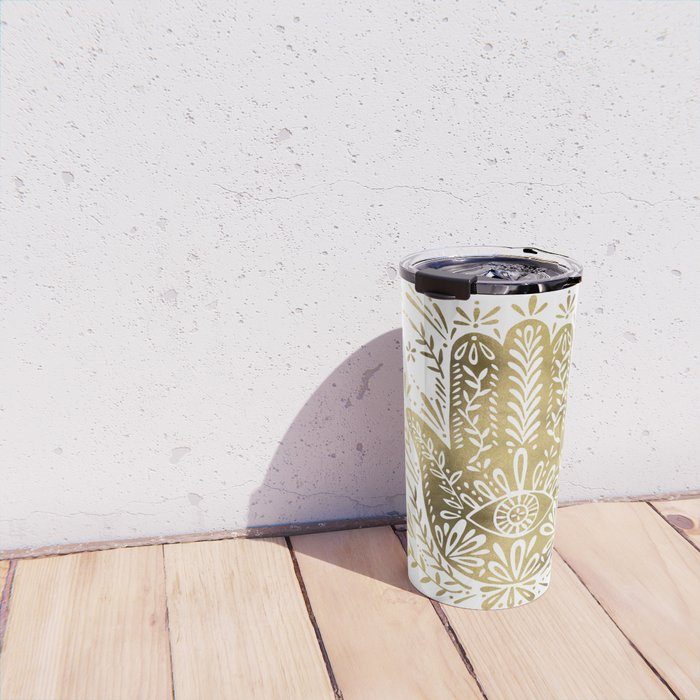 Hamsa Hand - Gold Palette Travel Mug Gallery Image 4