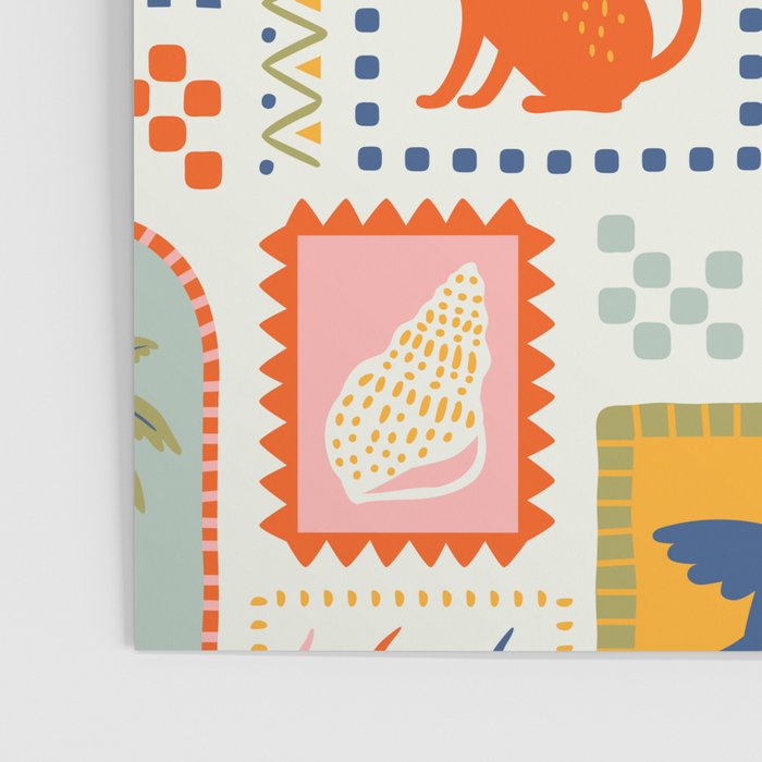 Vintage summer nature patchwork art pattern Poster Gallery Image 3