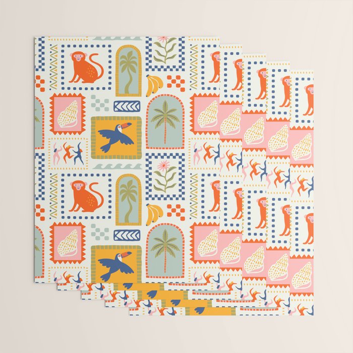 Vintage summer nature patchwork art pattern Wrapping Paper Gallery Image 3