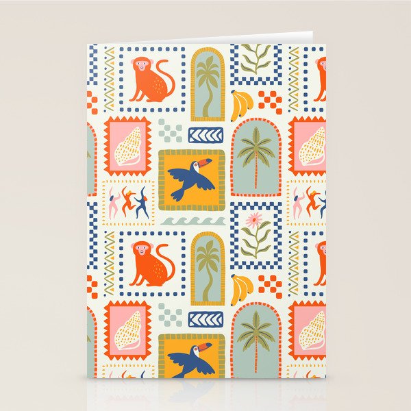 Vintage summer nature patchwork art pattern Stationery Card Gallery Image 1