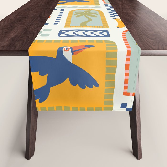 Vintage summer nature patchwork art pattern Table Runner Gallery Image 1