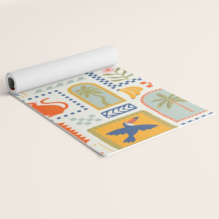 Vintage summer nature patchwork art pattern Yoga Mat Gallery Image 2