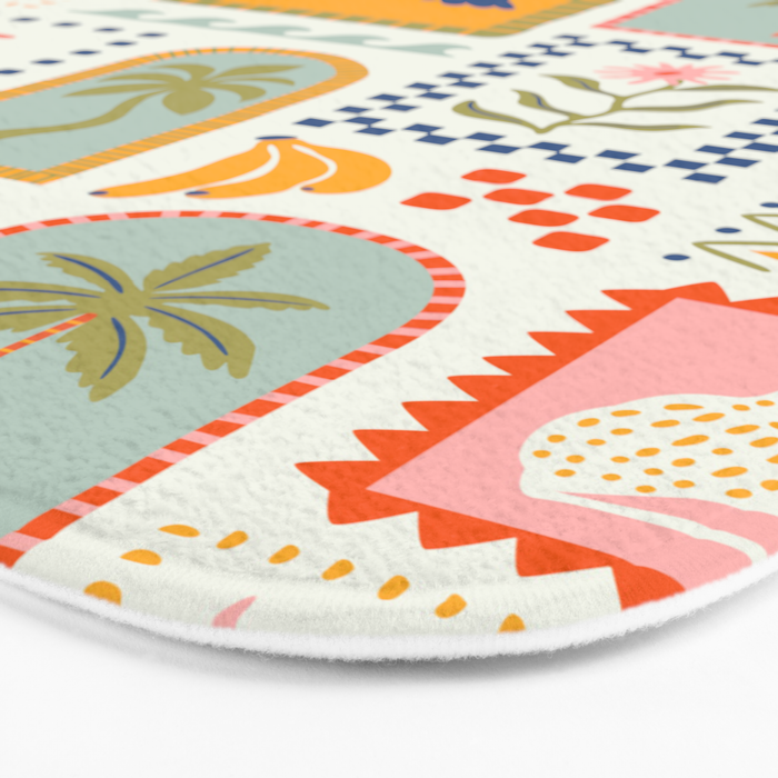 Vintage summer nature patchwork art pattern Bath Mat Gallery Image 3