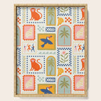 Vintage summer nature patchwork art pattern Serving Tray Gallery Image 1