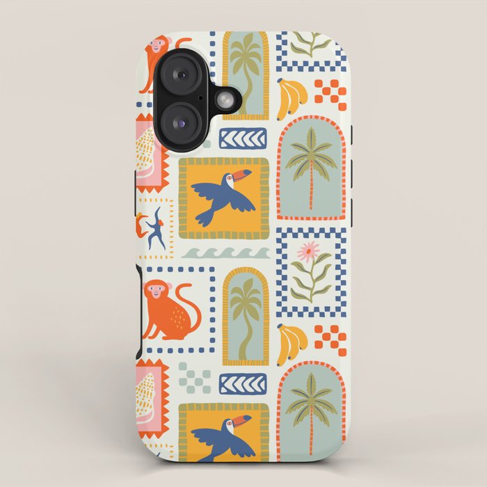 Vintage summer nature patchwork art pattern iPhone Case Gallery Image 1