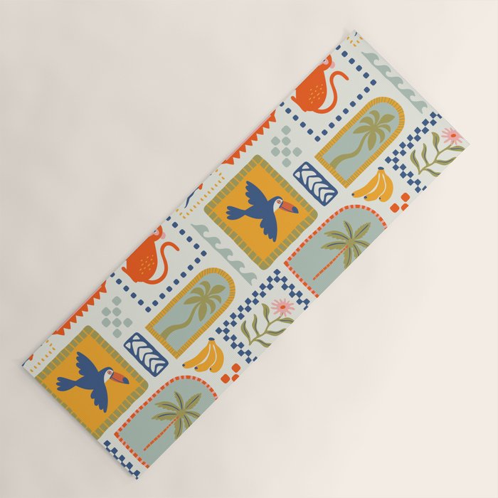 Vintage summer nature patchwork art pattern Yoga Mat Gallery Image 1