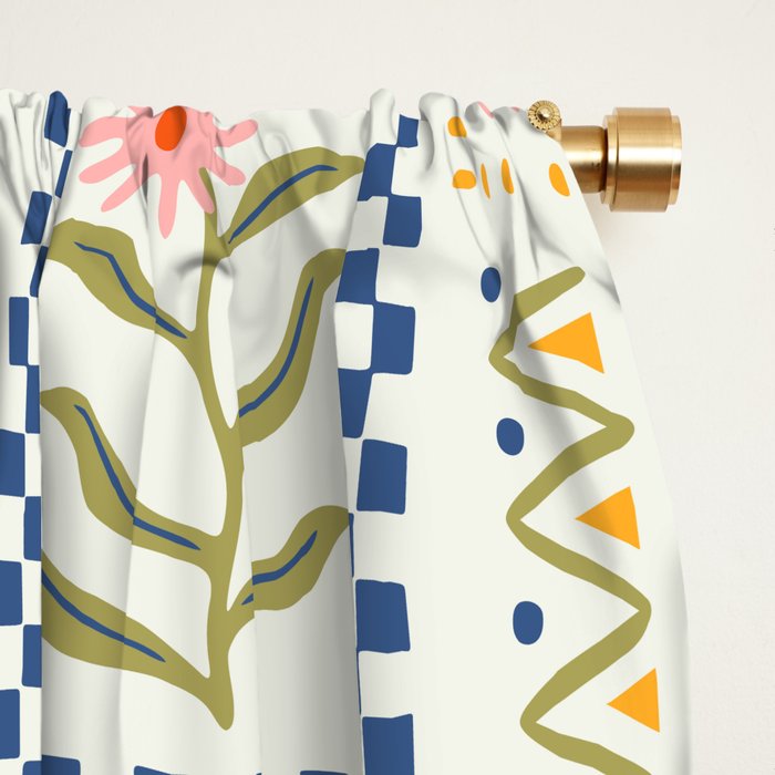 Vintage summer nature patchwork art pattern Window Curtain Gallery Image 2