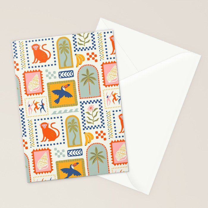 Vintage summer nature patchwork art pattern Stationery Card Gallery Image 2