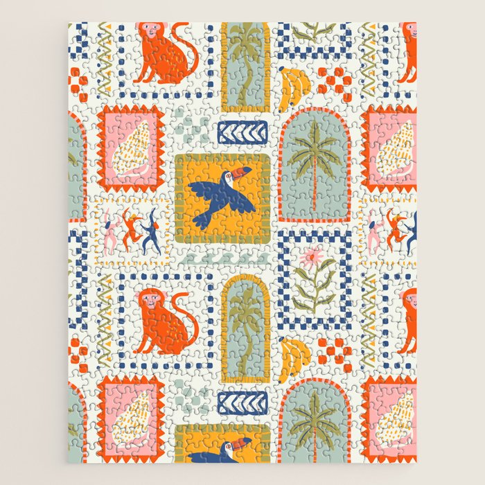 Vintage summer nature patchwork art pattern Jigsaw Puzzle Gallery Image 1