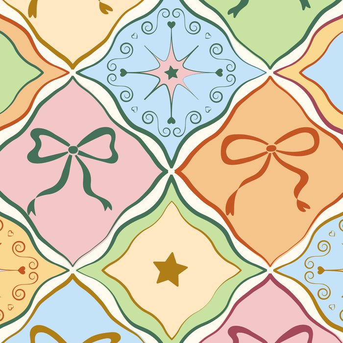 Coquette Ribbon Bows on Colorful Patchwork Coffee Mug Gallery Image 2