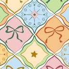 Coquette Ribbon Bows on Colorful Patchwork Coffee Mug Gallery Image 2