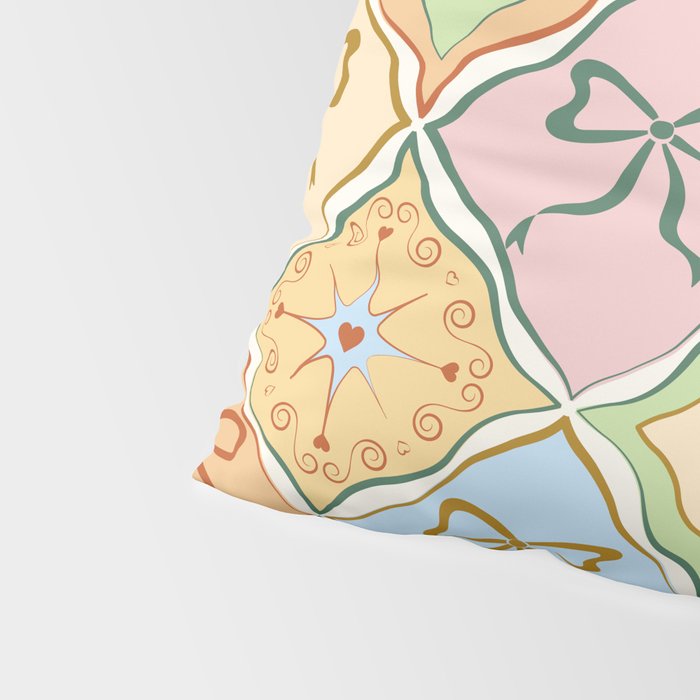 Coquette Ribbon Bows on Colorful Patchwork Pillow Sham Gallery Image 4