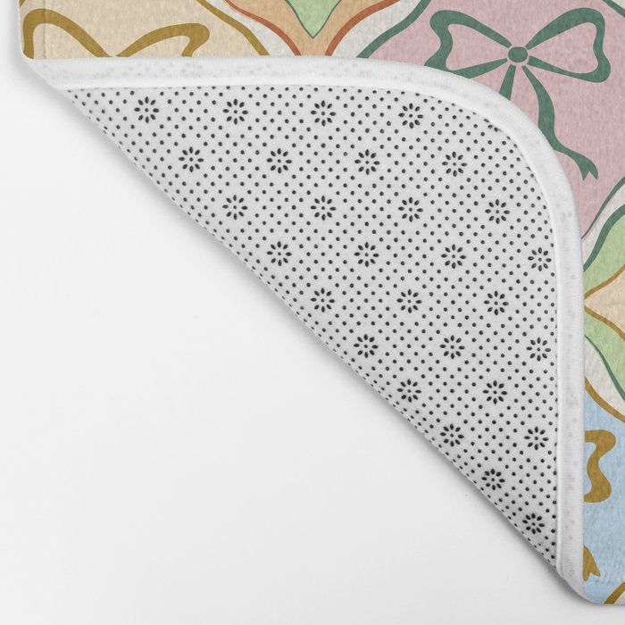 Coquette Ribbon Bows on Colorful Patchwork Bath Mat Gallery Image 2