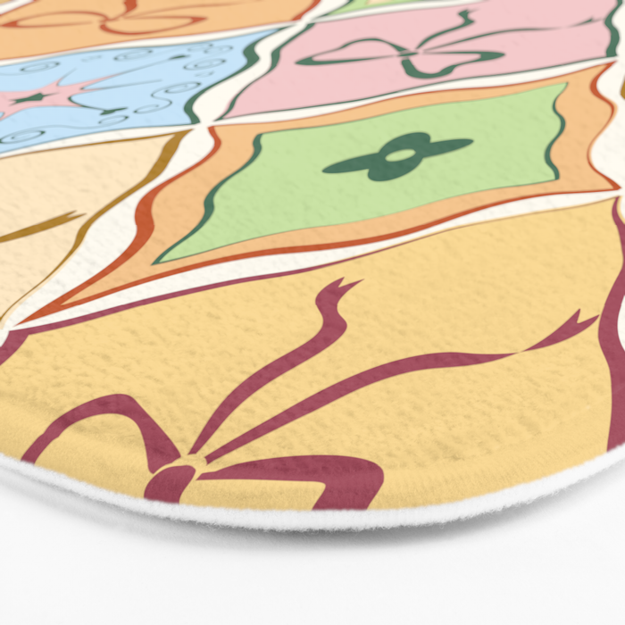 Coquette Ribbon Bows on Colorful Patchwork Bath Mat Gallery Image 3