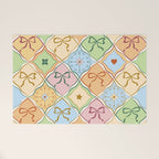 Coquette Ribbon Bows on Colorful Patchwork Welcome Mat Gallery Image 1