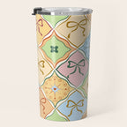 Coquette Ribbon Bows on Colorful Patchwork Travel Mug Gallery Image 3