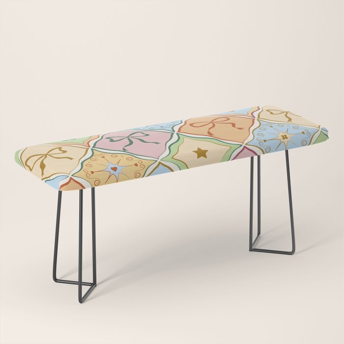 Coquette Ribbon Bows on Colorful Patchwork Bench Gallery Image 1