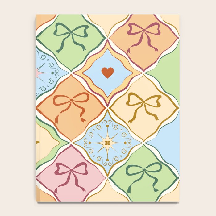 Coquette Ribbon Bows on Colorful Patchwork Notebook Gallery Image 4