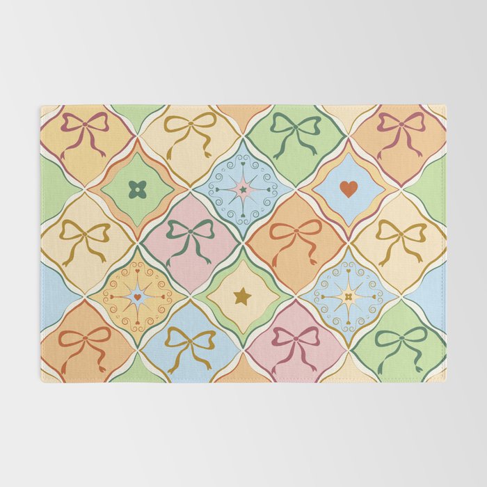 Coquette Ribbon Bows on Colorful Patchwork Rug Gallery Image 2