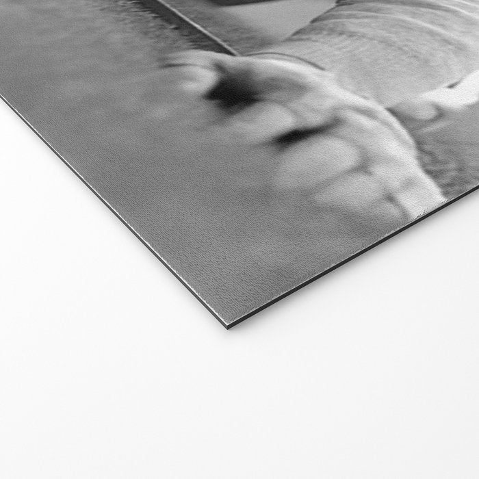 Eye to the ground on the 18th hole; golfing man eyes ball to measure distance to hole vintage black and white portrait photograph - photography - photographs poster Welcome Mat Gallery Image 2