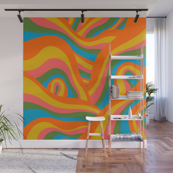 Retro 70s Psychedelic Abstract Pattern Wall Mural Gallery Image 1