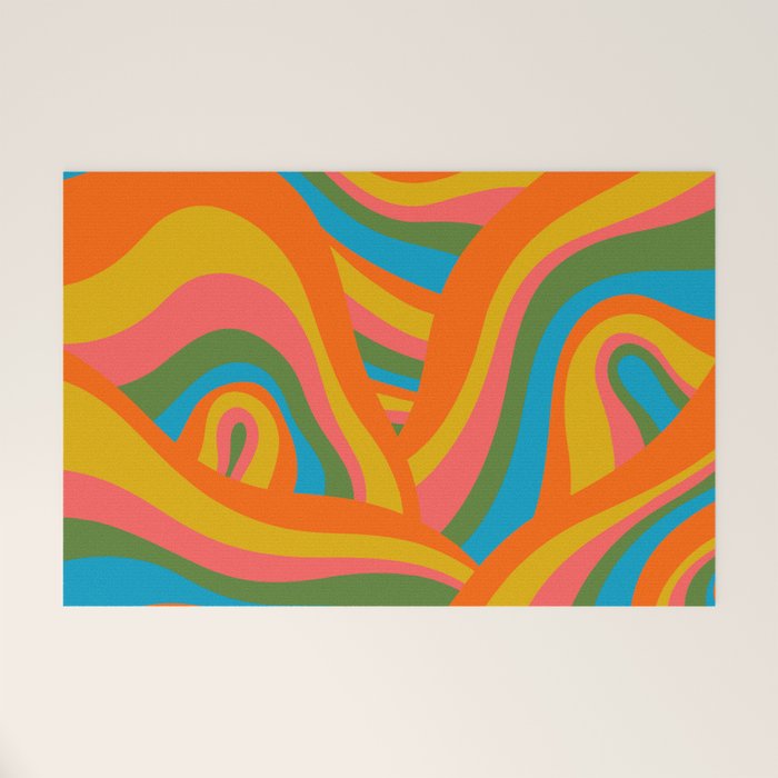 Retro 70s Psychedelic Abstract Pattern Welcome Mat Gallery Image 1