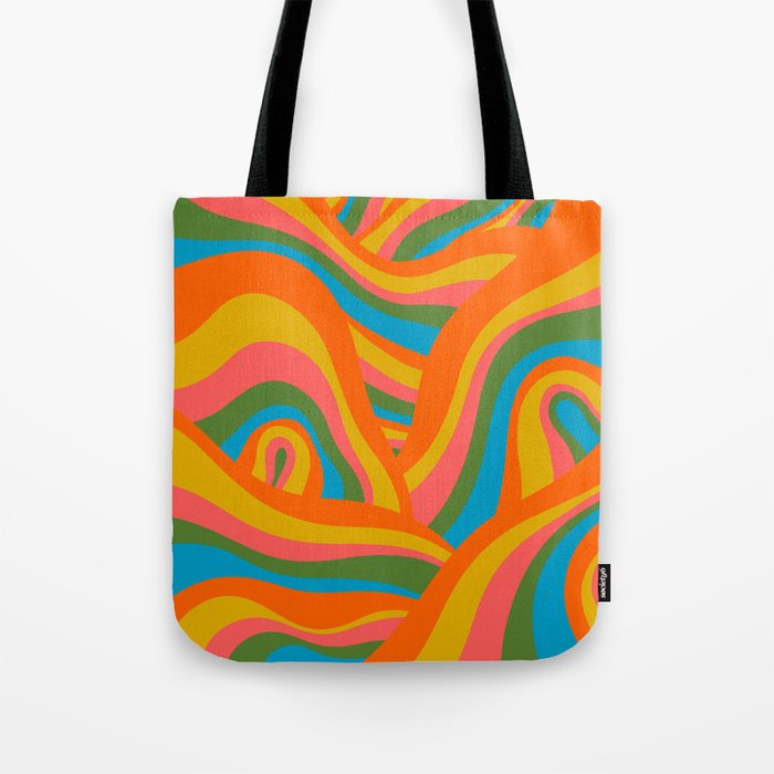 Retro 70s Psychedelic Abstract Pattern Tote Bag Gallery Image 1