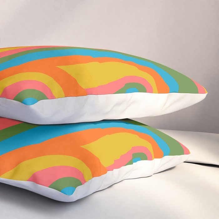 Retro 70s Psychedelic Abstract Pattern Pillow Sham Gallery Image 3