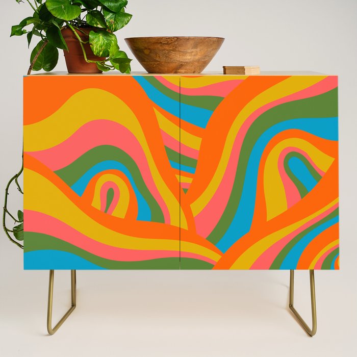 Retro 70s Psychedelic Abstract Pattern Credenza Gallery Image 1