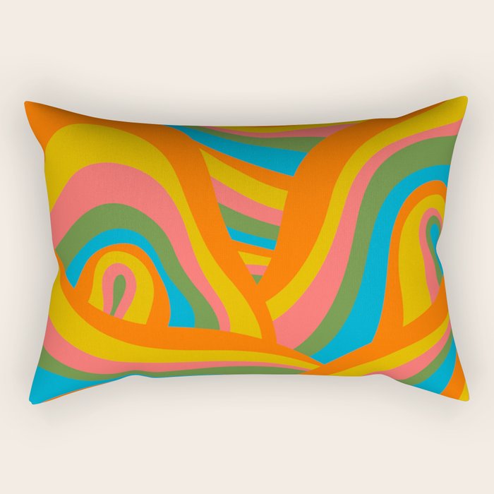 Retro 70s Psychedelic Abstract Pattern Rectangular Pillow Gallery Image 2