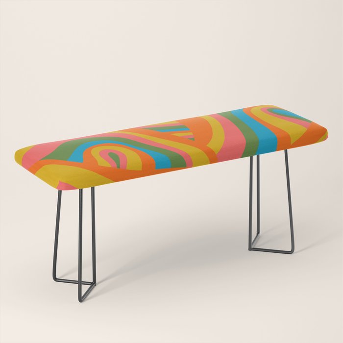 Retro 70s Psychedelic Abstract Pattern Bench Gallery Image 1