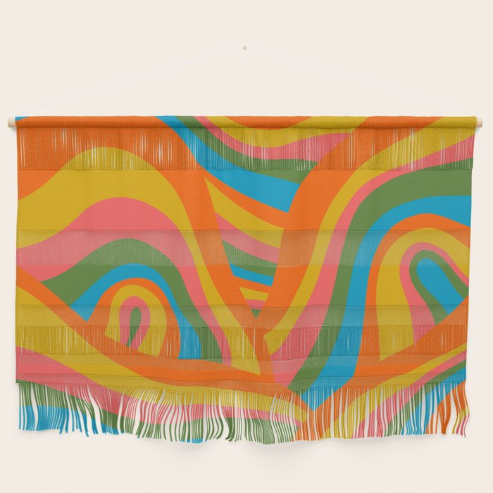 Retro 70s Psychedelic Abstract Pattern Wall Hanging Gallery Image 1