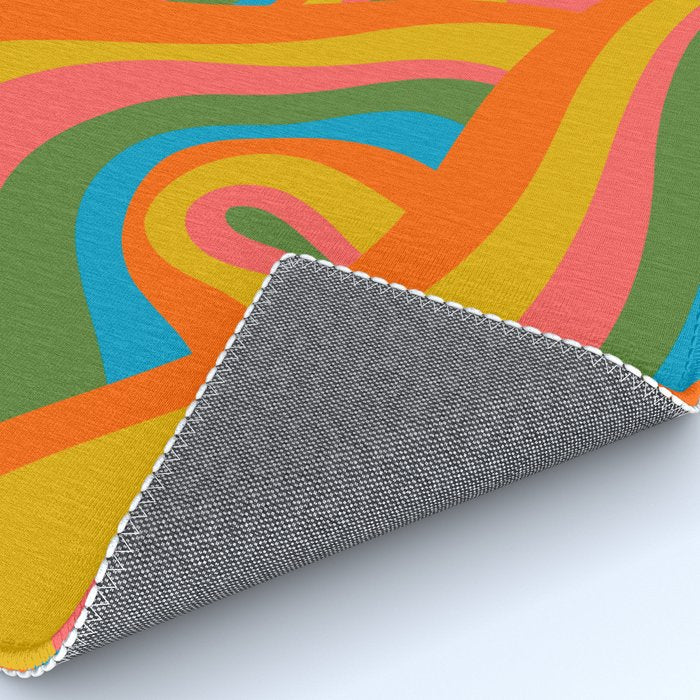 Retro 70s Psychedelic Abstract Pattern Rug Gallery Image 4